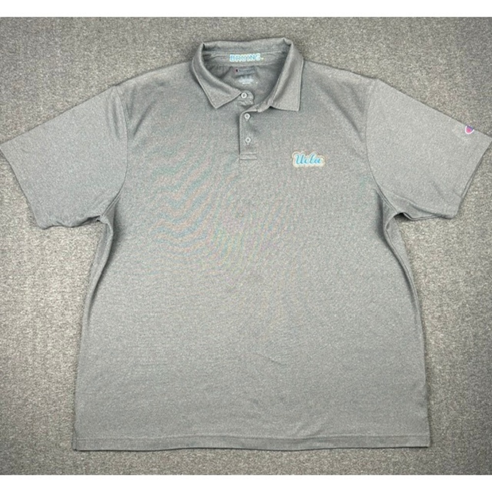 Champion UCLA Bruins Mens XL Gray Performance Polo Shirt Short Sleeve NCAA